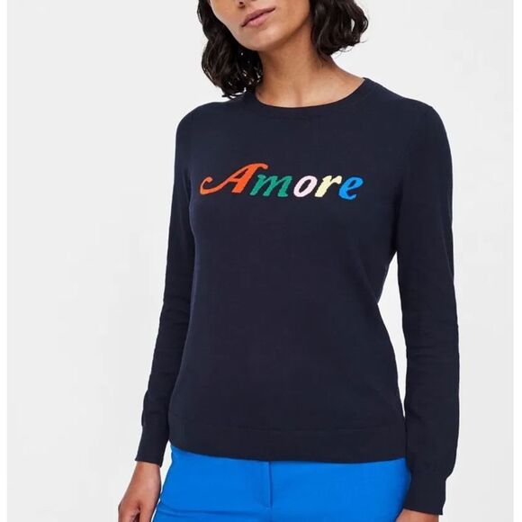 Chianti & Parker Amore Cotton Crewneck Navy Sweater - Picture 1 of 6